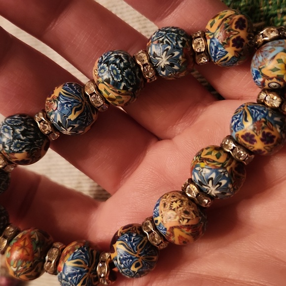 Vintage boho clay bead bracelets stretch - Picture 4 of 4